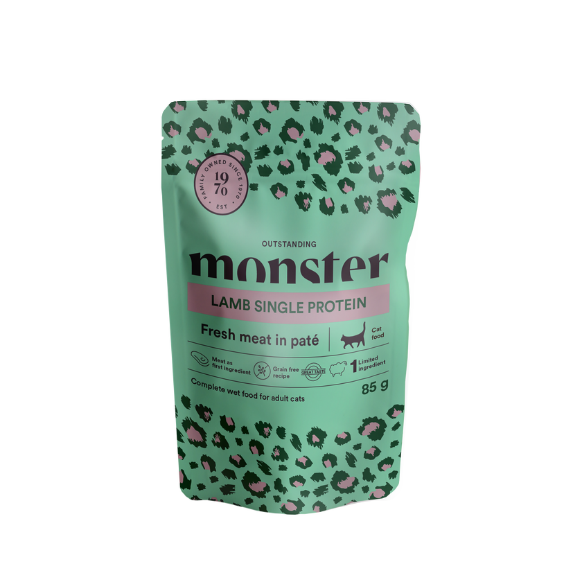 Monster Cat Pouches Voksen Lam 85 g (8-pakning)
