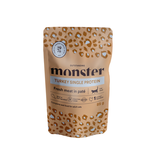 Monster Cat Pouches Voksen Kalkun 85 g (8-pakning)