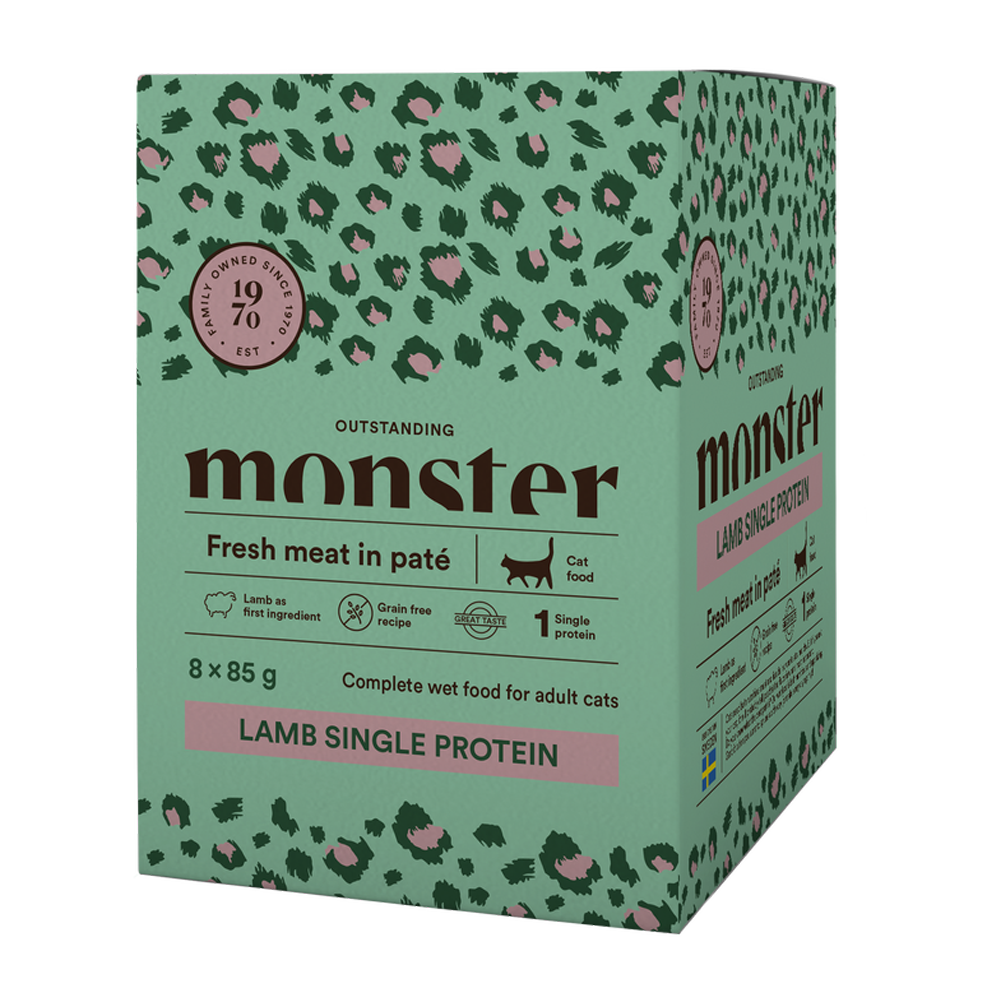 Monster Cat Pouches Voksen Lam 85 g (8-pakning)