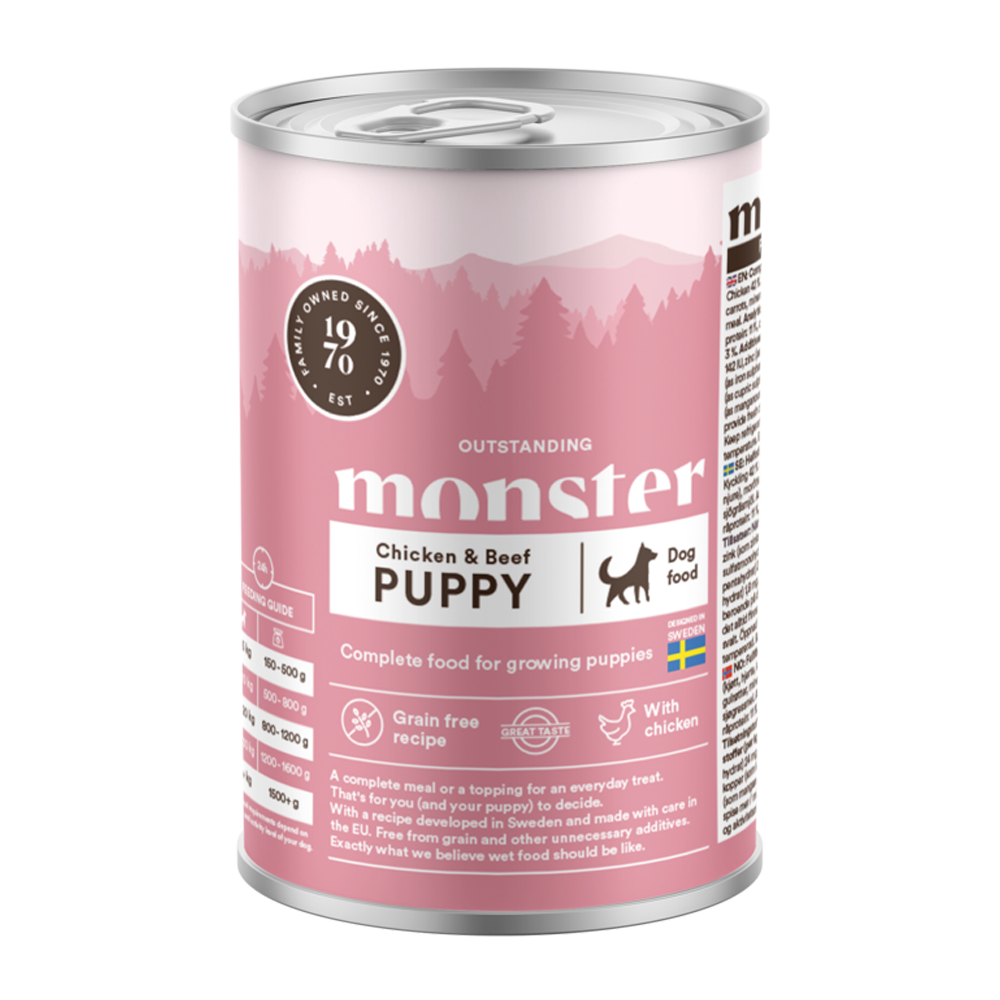 Monster Dog Valp Kylling Glass 400 g (6 stk./frp)