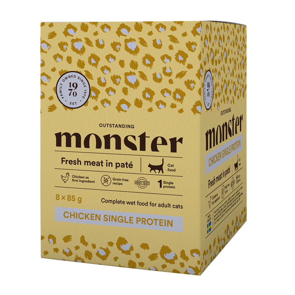 Monster Cat Pouches Adult Kylling 85 g (8-pakning)
