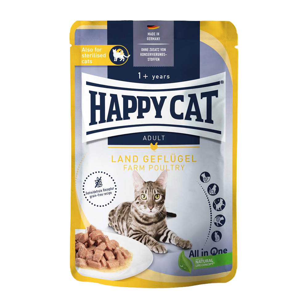 HappyCat våtfôr/saus, fugl - 85 g