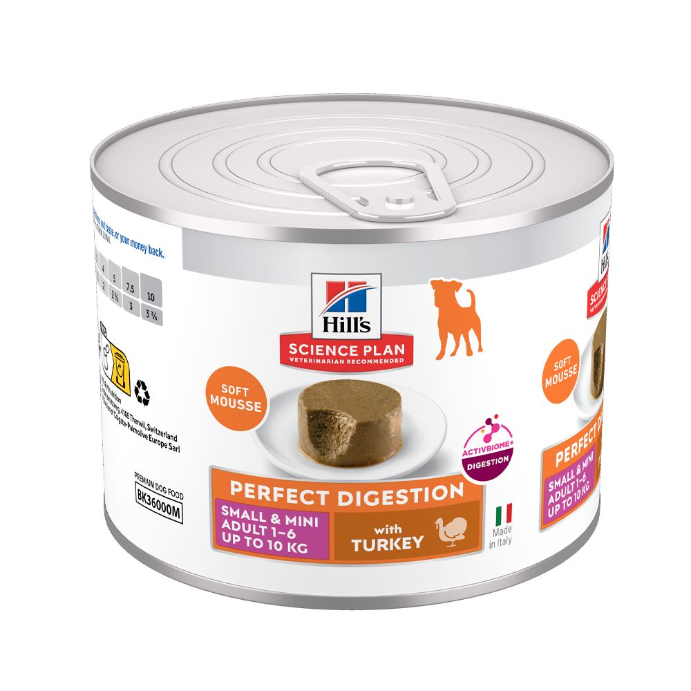Science Plan Canine Adult Perfect Digestion Mousse Liten og mini Kalkun - 12x200 g