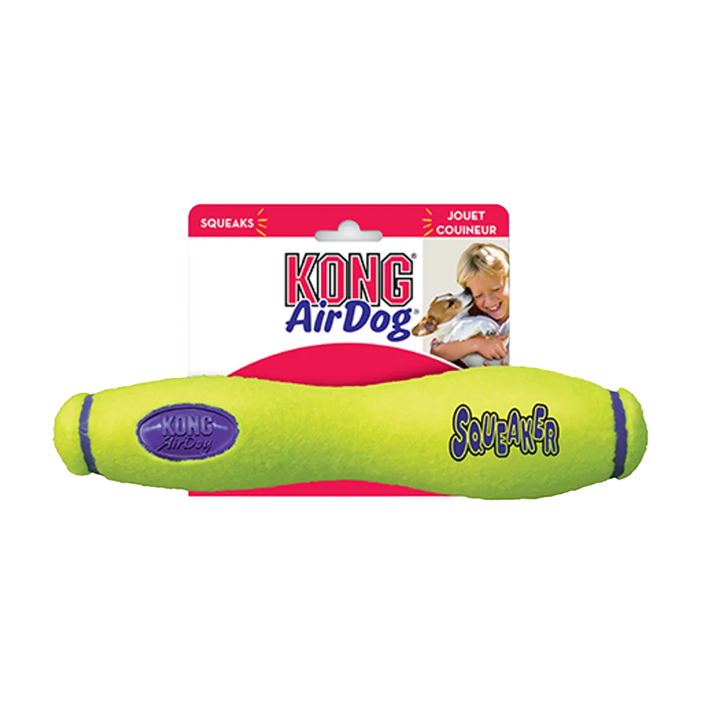 Kong Airdog Squeakair apporteringspinne med tau L - 34x13x6,5 CM