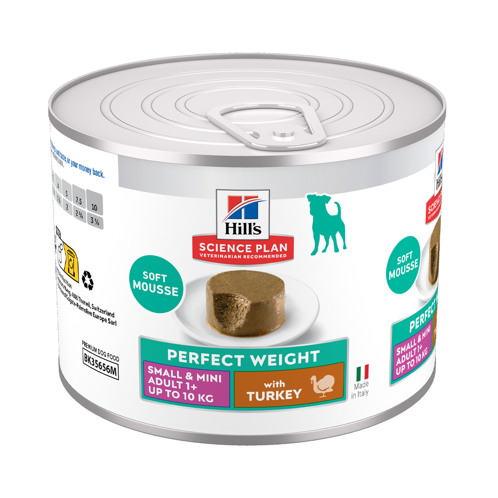Science Plan Canine Adult Perfect Weight Mousse Liten og mini Kalkun - 12x200 g