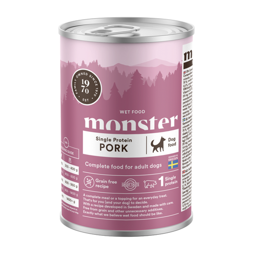 Monster Dog Adult Enkelt Svin på boks - 400 g