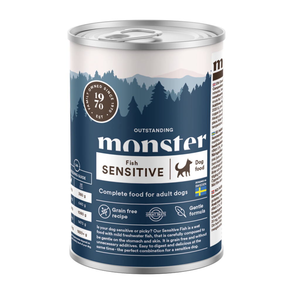 Monster Dog Adult Sensitive Fish Box 400 g (6 stk./fp)