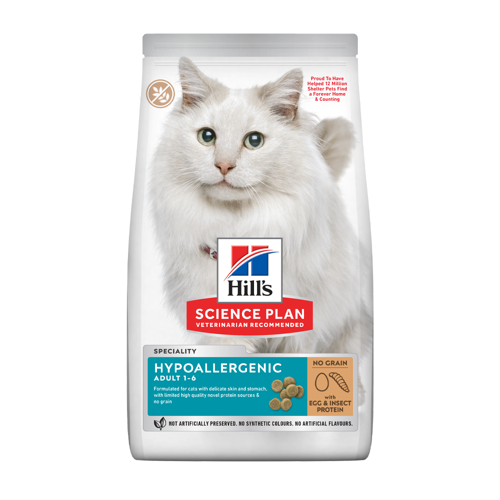 Science Plan Hypoallergenisk Kattefoder for Voksen Med Egg og Insektprotein - 1,5 KG