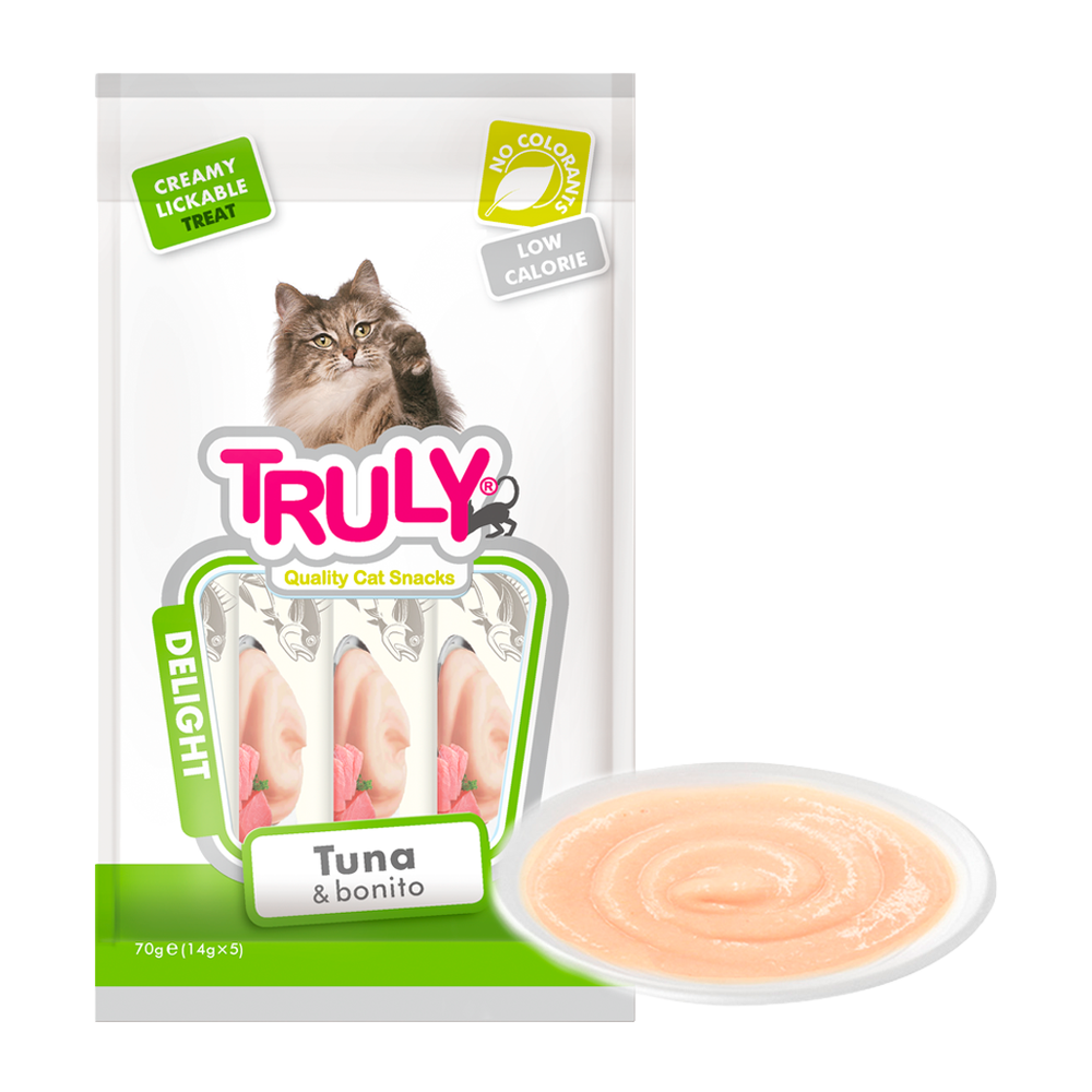 Truly Cat Kremete, slikkevennlig tunfisk og bonito - 70 g