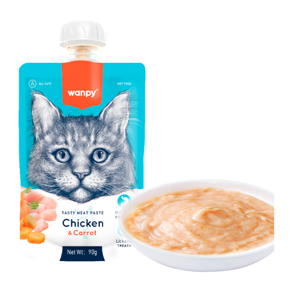 Wanpy Cat Smakfull kjøttpasta - Kylling og gulrot - 90 g