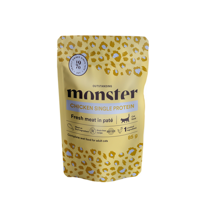 Monster Cat Pouches Adult Kylling 85 g (8-pakning)