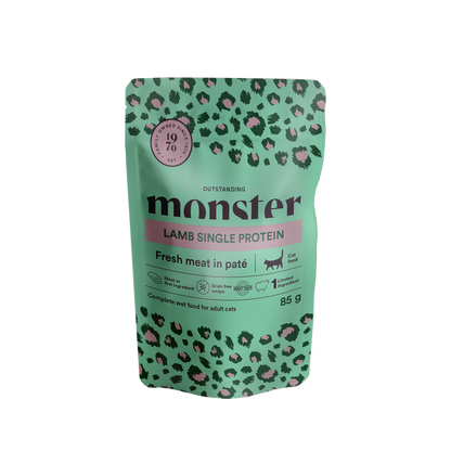 Monster Cat Pouches Voksen Lam 85 g (8-pakning)