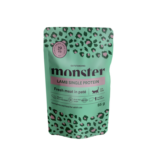 Monster Cat Pouches Voksen Lam 85 g (8-pakning)