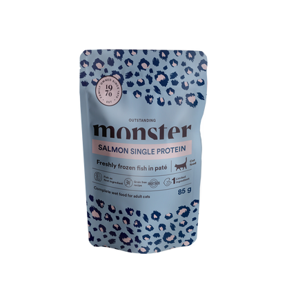 Monster kattposer voksen laks 85 g (8-pakning)