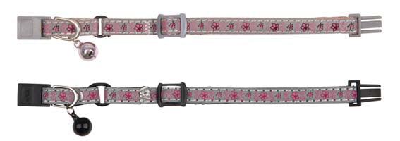 Junior Halsbånd Blomstermotiv Refleks Hurtiglås Bjelle Nylon