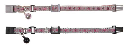 Junior Halsbånd Blomstermotiv Refleks Hurtiglås Bjelle Nylon