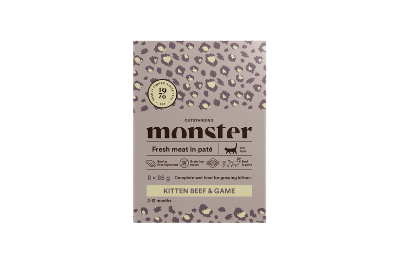Monster Cat Pouches Kitten Beef/Game - 85 G