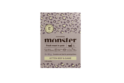 Monster Cat Pouches Kitten Beef/Game - 85 G