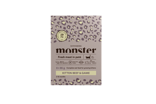 Monster Cat Pouches Kitten Beef/Game - 85 G