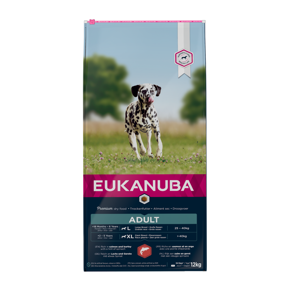 Euk Hundefilet Stor Laks &amp; Bygg - 12 KG