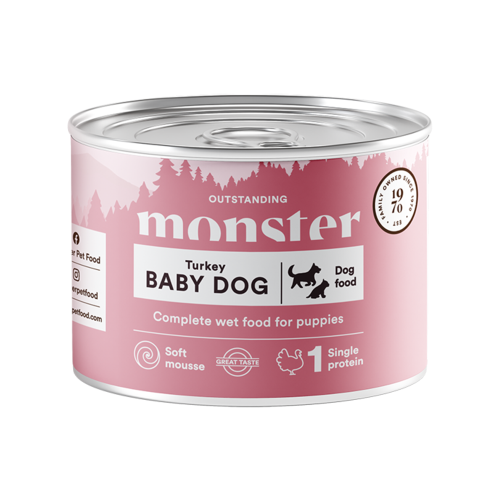 Monster Dog Baby Mousse-krukke 190 g (6 stk./frp)
