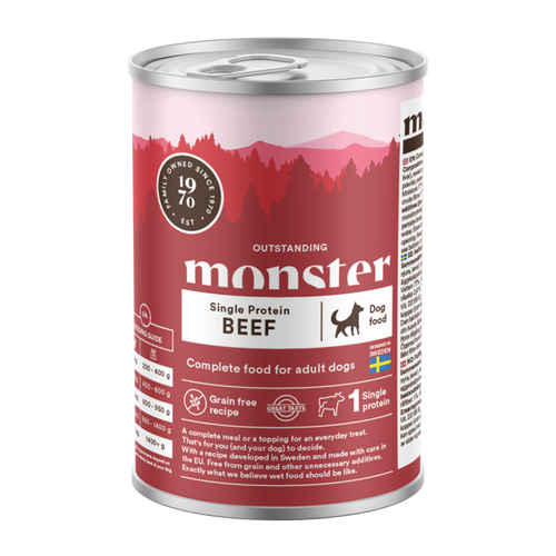 Monster Dog Adult Enkelt Storfekjøttboks - 400 G