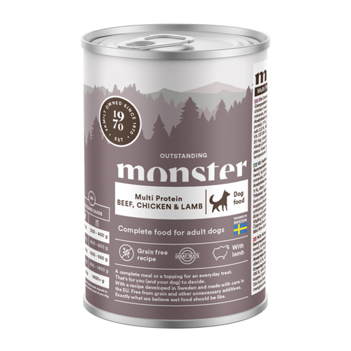 Monster Dog Multi Storfekjøtt/Kylling/Lam Glass - 400 G