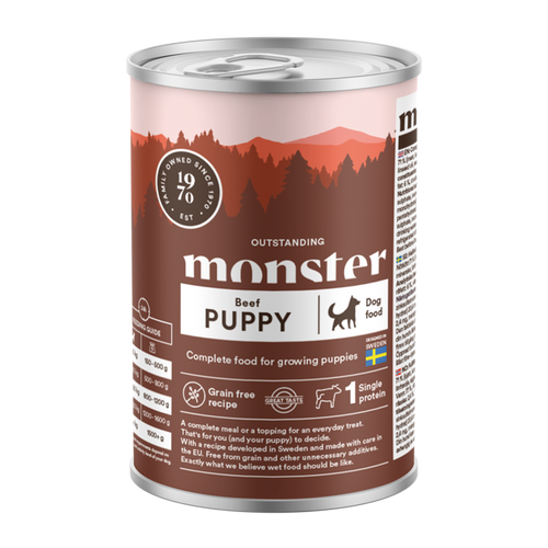 Monster Dog Valp Storfekjøtt Boks - 400 G
