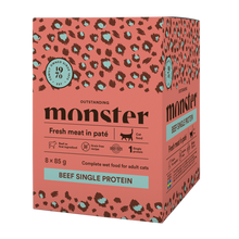 Monster Cat Pouches Adult Storfekjøtt 85 g (8-pakning)