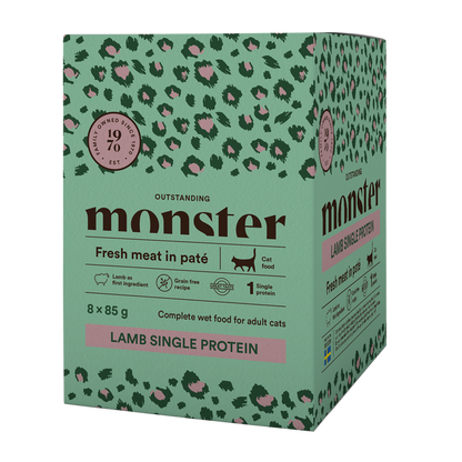 Monster Cat Pouches Voksen Lam 85 g (8-pakning)