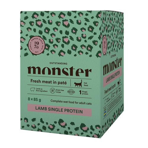 Monster Cat Pouches Voksen Lam 85 g (8-pakning)