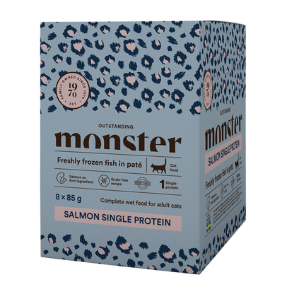 Monster kattposer voksen laks 85 g (8-pakning)