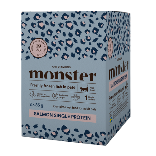 Monster Cat Pouches Adult Salmon - 85 G (8-pakning)