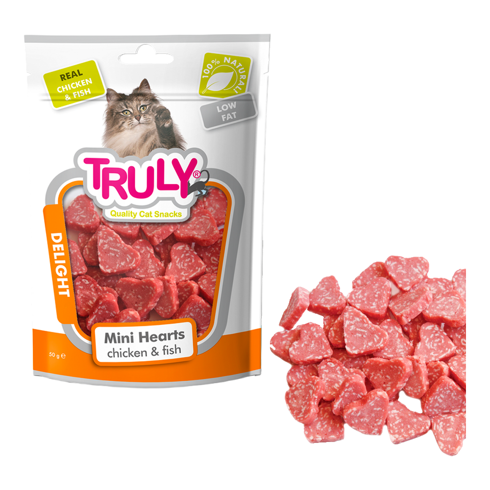 Truly Cat Mini hjerter kylling & fisk - 50 g