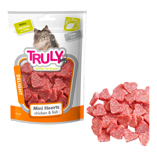 Truly Cat Mini hjerter kylling & fisk - 50 g