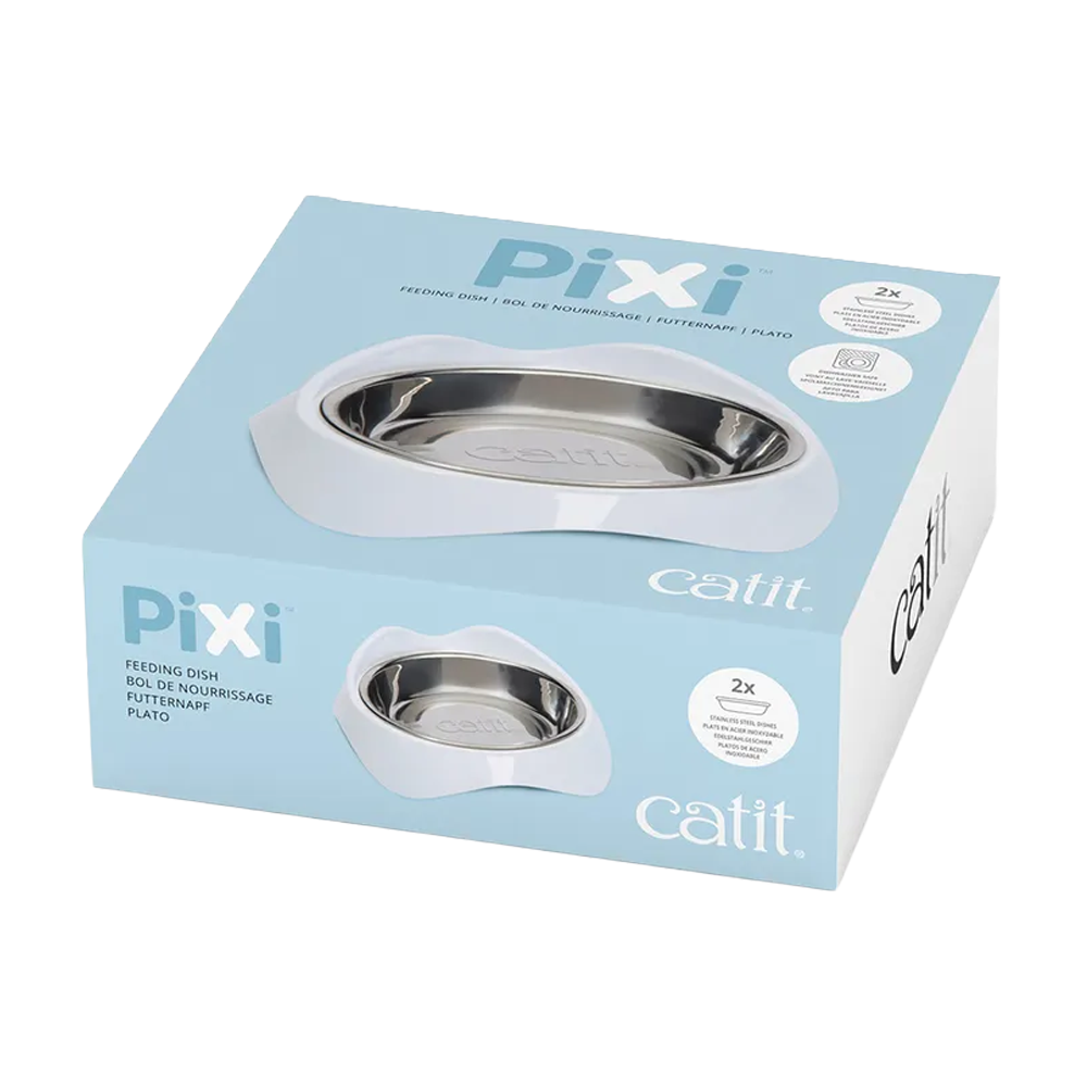 Catit Pixi-skål i rustfritt stål/hvit - 200 ml