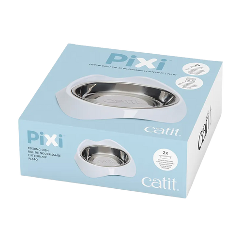 Catit Pixi-skål i rustfritt stål/hvit - 200 ml