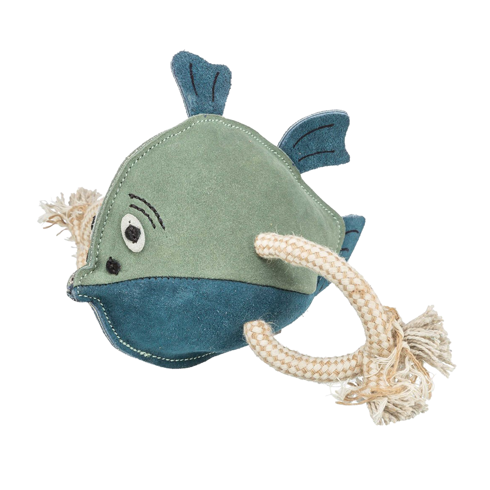 Fiskeskinnleke i lær/tau - 28 cm