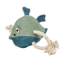 Fiskeskinnleke i lær/tau - 28 cm