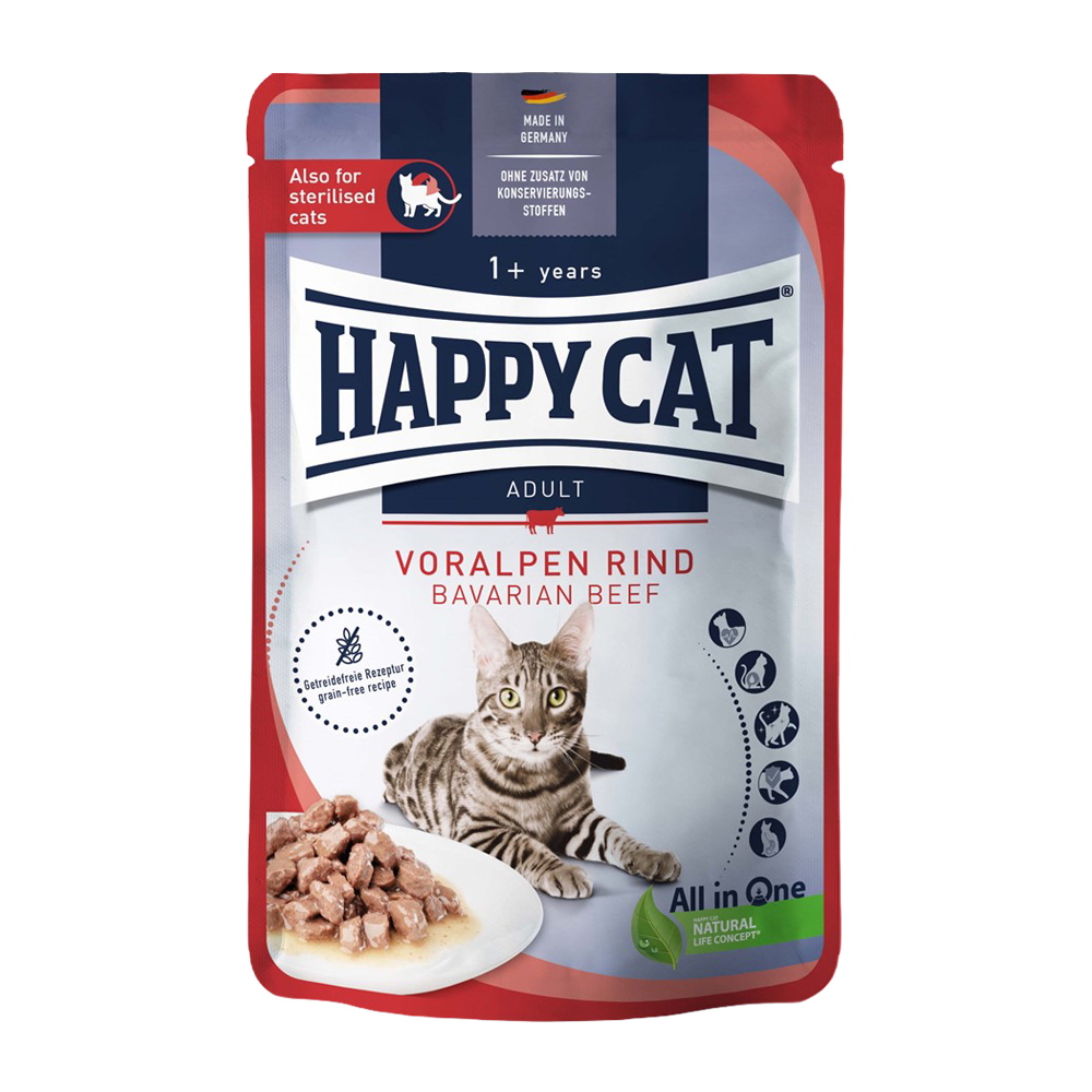 HappyCat våtfôr/saus storfekjøtt - 85 g