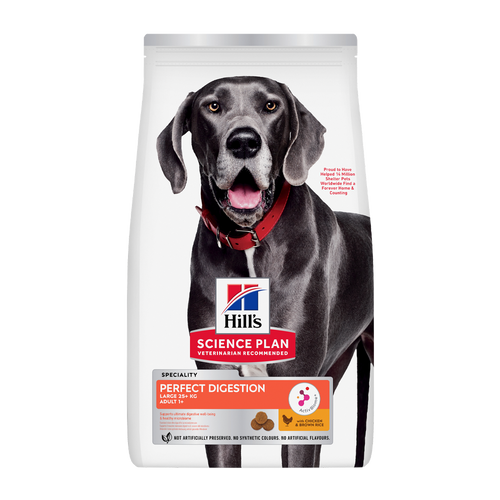Science Plan Canine Adult Perfect Digestion Large Breed Med Kylling og Brun Ris - 12 KG