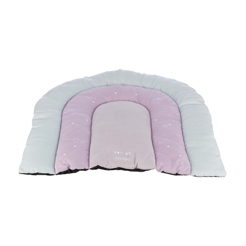 Juniorpute (lappeteppe), 68 × 62 cm, mint/lilla/rosa
