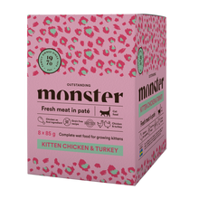 Monster Cat Pouches Kitten Ch/Turk 85 g (8-pakning)