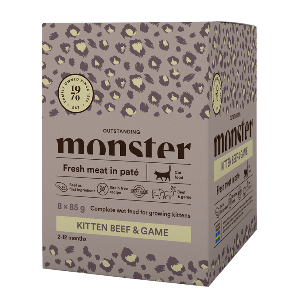 Monster Cat Pouches Kitten Beef/Game - 85 G