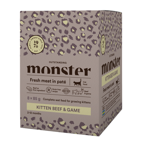 Monster Cat Pouches Kitten Beef/Game - 85 G