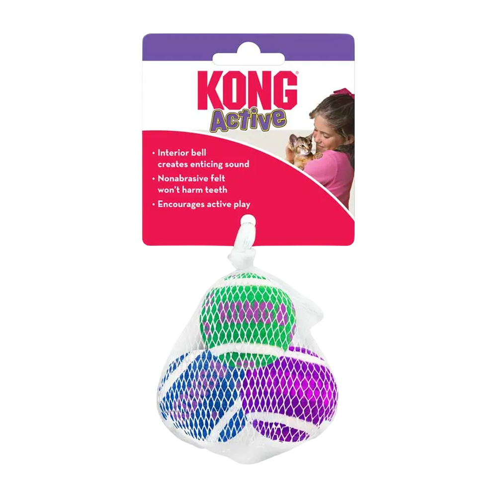 Kong Cat Active Tennisball M/Bjeller - 4 CM