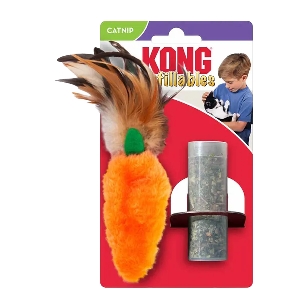 Kong påfyllbar kattemynte fjærtopp gulrot - 13x6x1 cm