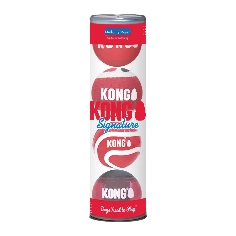 Kong Signature Balls 4-pakning mellomstor miks - 7 CM