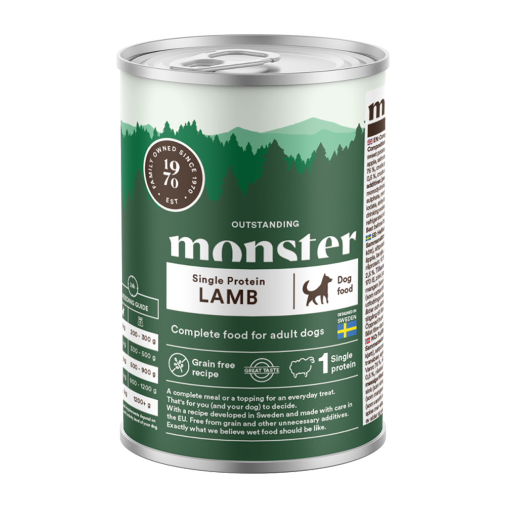 Monster Dog Adult Enkelt Lam Glass - 400 G