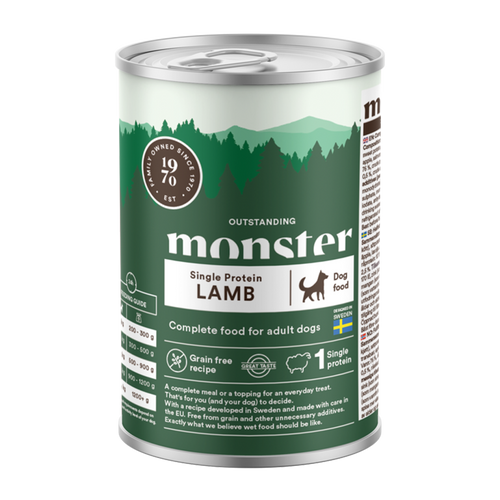 Monster Dog Adult Enkelt Lam Glass - 400 G